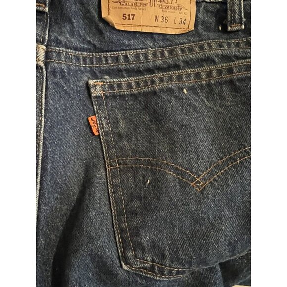 Vtg Levis 517 0217 Orange Tab Jeans 36x34 actual 34x32 dark straight leg mens - Picture 12 of 12